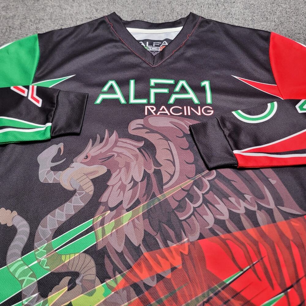 ALFA1 Racing Shirt Mens Medium Black Mexico Off Road Jersey A1MX Moto ATV UTV